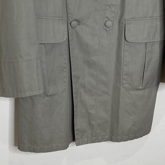 John Varvatos Collection Double Breasted Cotton Trench Coat Green - Picture 7 of 15
